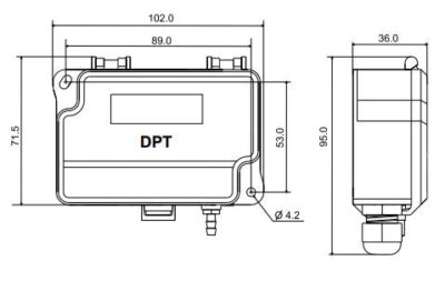 Contrôleur de pression et débit d'air Modbus affichage 0 - 2500 Pa avec écran - DPT-Ctrl-MOD-2500-D
