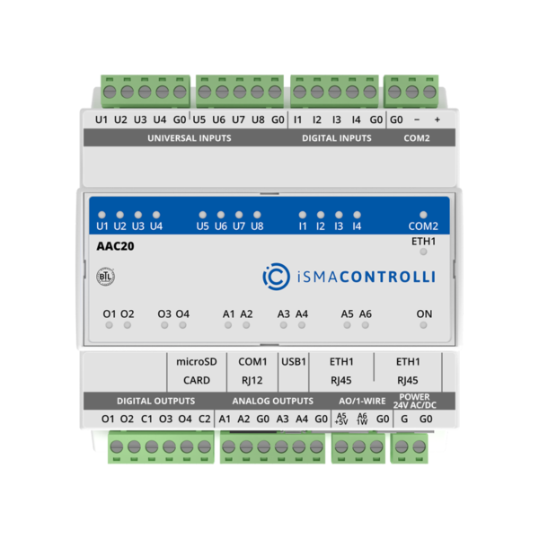 Automate programmable avec 22 entrées-sorties BACnet et Modbus iSMA-AAC20 iSMA CONTROLLI