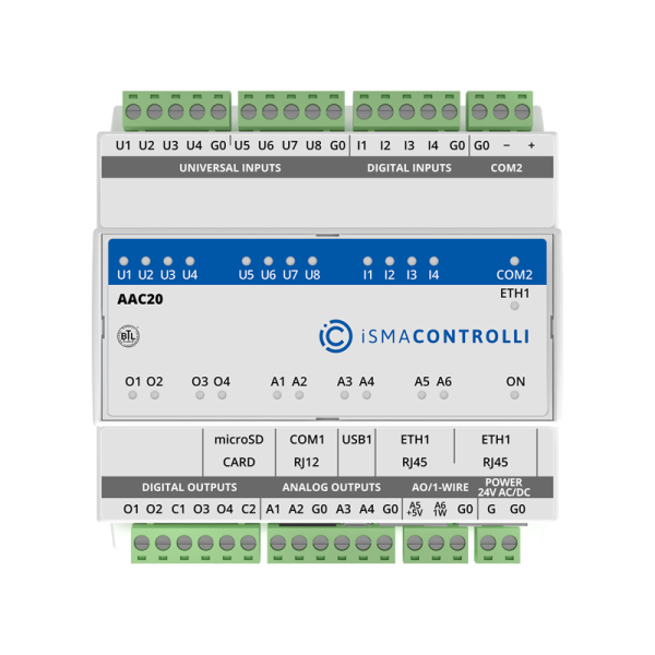 Automate programmable avec 22 entrées-sorties BACnet et Modbus iSMA-AAC20 iSMA CONTROLLI