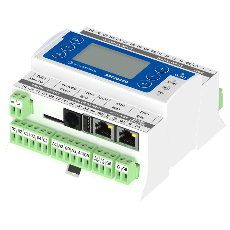 Automate programmable avec 22 entrées-sorties BACnet et Modbus iSMA-AAC20-LCD-D iSMA CONTROLLI