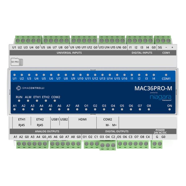 iSMA CONTROLLI MAC36PRO Automate serveur Web Niagara 4 avec 36 entrées-sorties embarquées - 1 x M-Bus série - ISMA-B-MAC36PRO-M-100